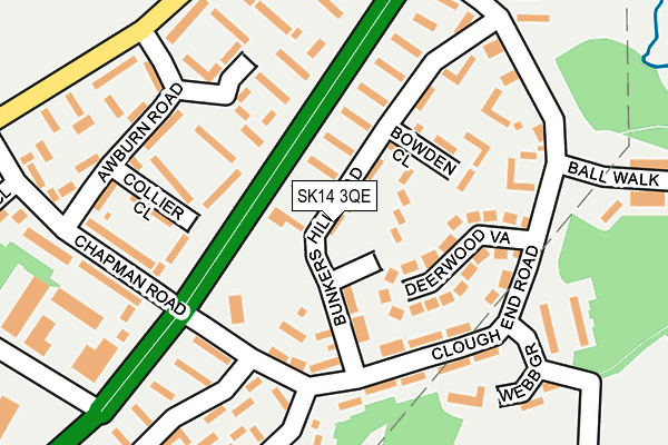 SK14 3QE map - OS OpenMap – Local (Ordnance Survey)