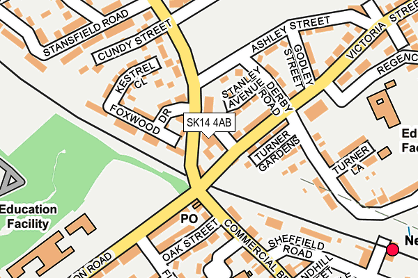 SK14 4AB map - OS OpenMap – Local (Ordnance Survey)