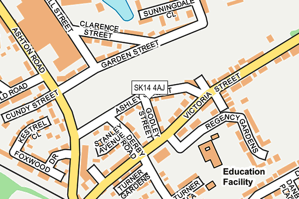 SK14 4AJ map - OS OpenMap – Local (Ordnance Survey)