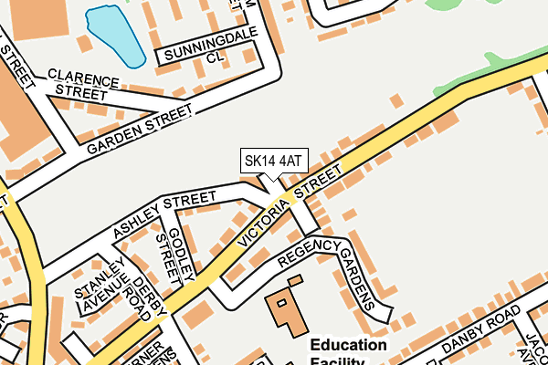 SK14 4AT map - OS OpenMap – Local (Ordnance Survey)
