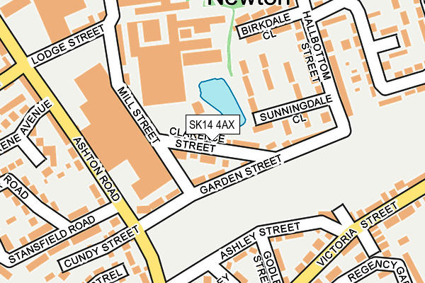 SK14 4AX map - OS OpenMap – Local (Ordnance Survey)