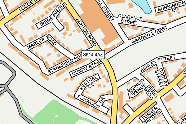 SK14 4AZ map - OS OpenMap – Local (Ordnance Survey)