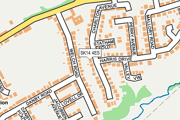 SK14 4ES map - OS OpenMap – Local (Ordnance Survey)