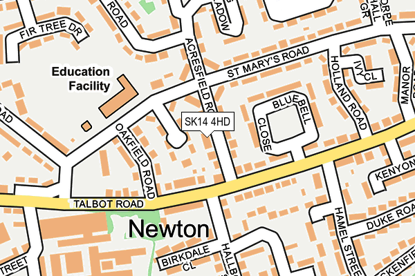 SK14 4HD map - OS OpenMap – Local (Ordnance Survey)