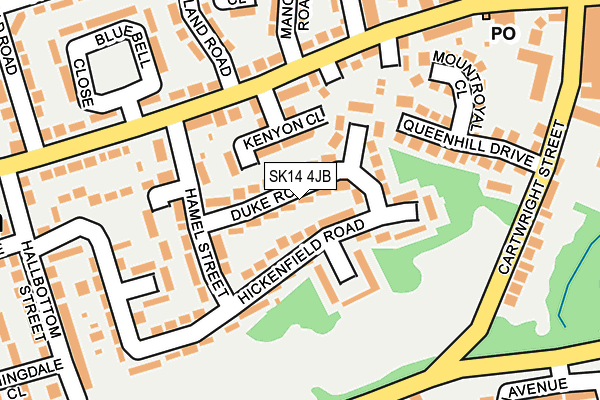 SK14 4JB map - OS OpenMap – Local (Ordnance Survey)