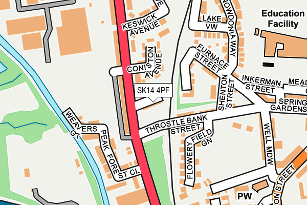 SK14 4PF map - OS OpenMap – Local (Ordnance Survey)