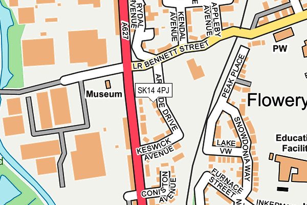 SK14 4PJ map - OS OpenMap – Local (Ordnance Survey)