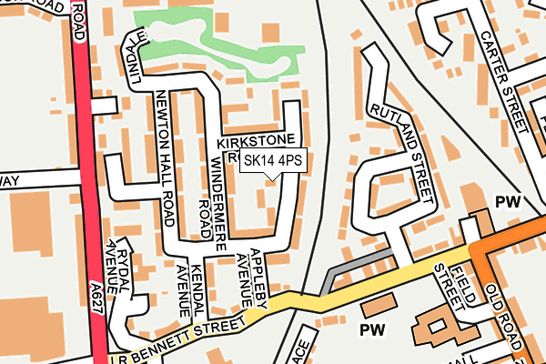 SK14 4PS map - OS OpenMap – Local (Ordnance Survey)