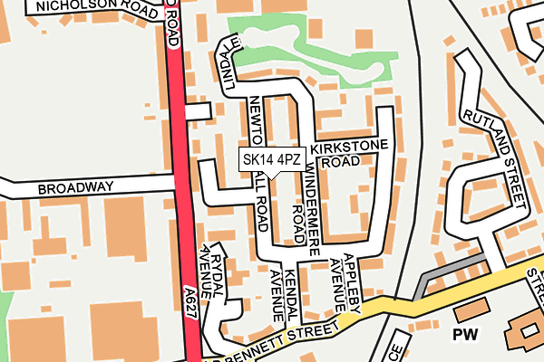 SK14 4PZ map - OS OpenMap – Local (Ordnance Survey)