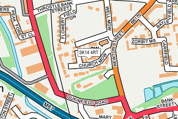 SK14 4RT map - OS OpenMap – Local (Ordnance Survey)
