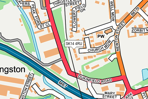 SK14 4RU map - OS OpenMap – Local (Ordnance Survey)