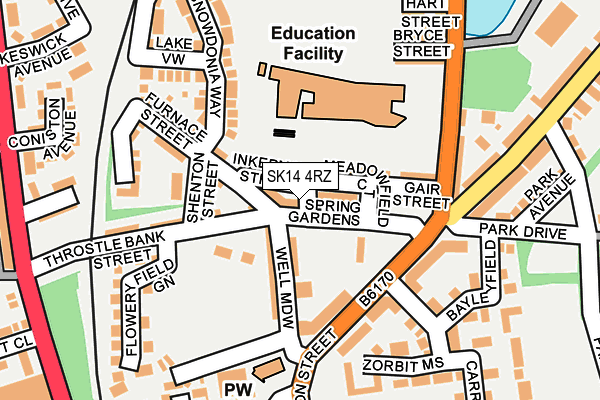 SK14 4RZ map - OS OpenMap – Local (Ordnance Survey)