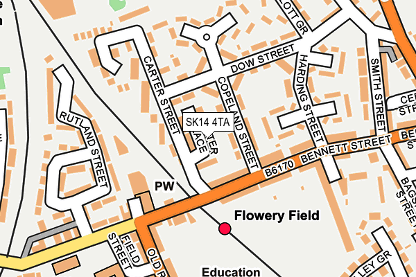 SK14 4TA map - OS OpenMap – Local (Ordnance Survey)