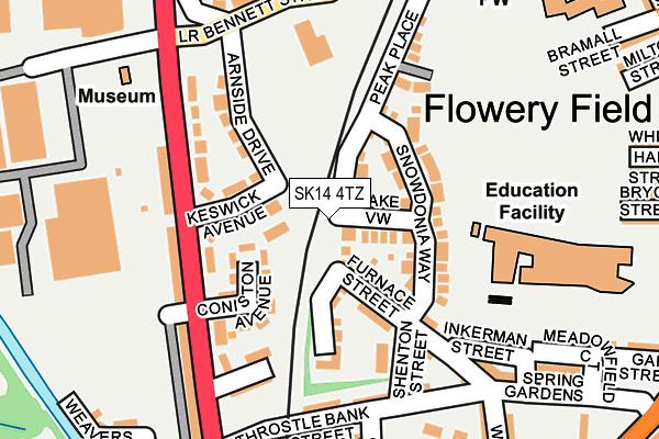 SK14 4TZ map - OS OpenMap – Local (Ordnance Survey)