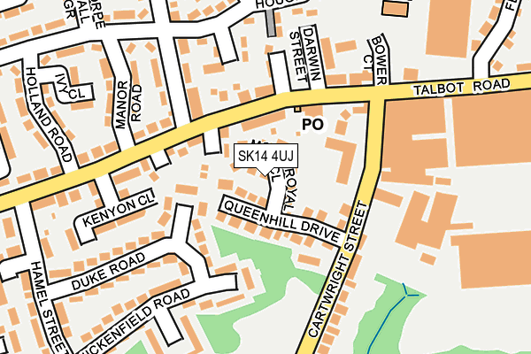 SK14 4UJ map - OS OpenMap – Local (Ordnance Survey)