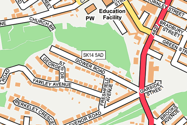 SK14 5AD map - OS OpenMap – Local (Ordnance Survey)