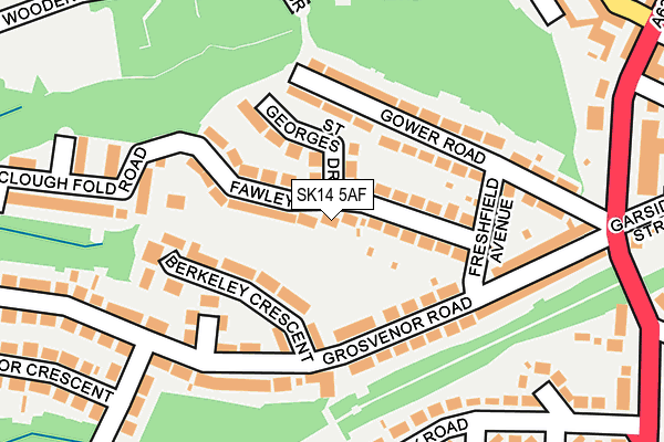 SK14 5AF map - OS OpenMap – Local (Ordnance Survey)