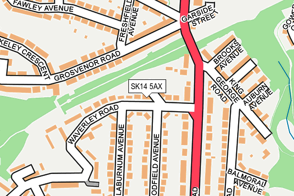 SK14 5AX map - OS OpenMap – Local (Ordnance Survey)
