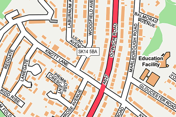 SK14 5BA map - OS OpenMap – Local (Ordnance Survey)