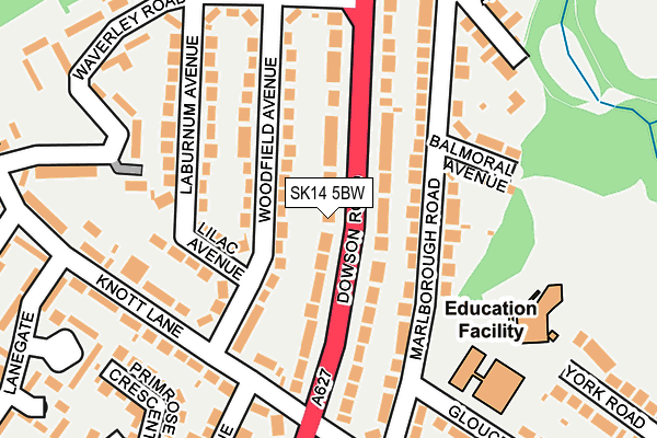 SK14 5BW map - OS OpenMap – Local (Ordnance Survey)