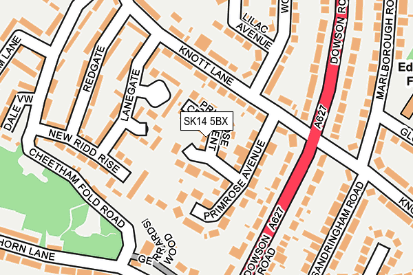 SK14 5BX map - OS OpenMap – Local (Ordnance Survey)