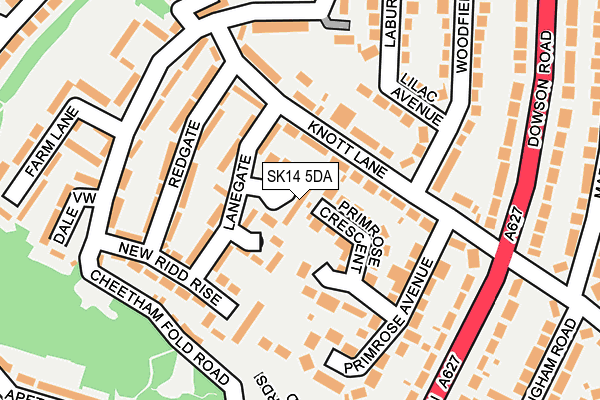 SK14 5DA map - OS OpenMap – Local (Ordnance Survey)