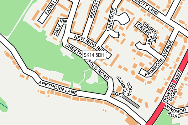 SK14 5DH map - OS OpenMap – Local (Ordnance Survey)