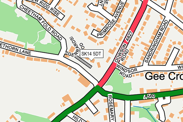 SK14 5DT map - OS OpenMap – Local (Ordnance Survey)