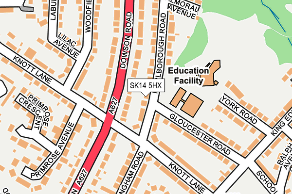 SK14 5HX map - OS OpenMap – Local (Ordnance Survey)