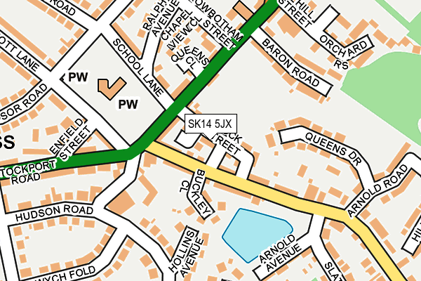 SK14 5JX map - OS OpenMap – Local (Ordnance Survey)