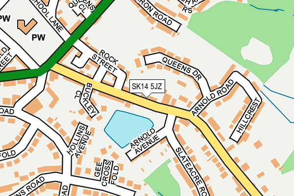 SK14 5JZ map - OS OpenMap – Local (Ordnance Survey)