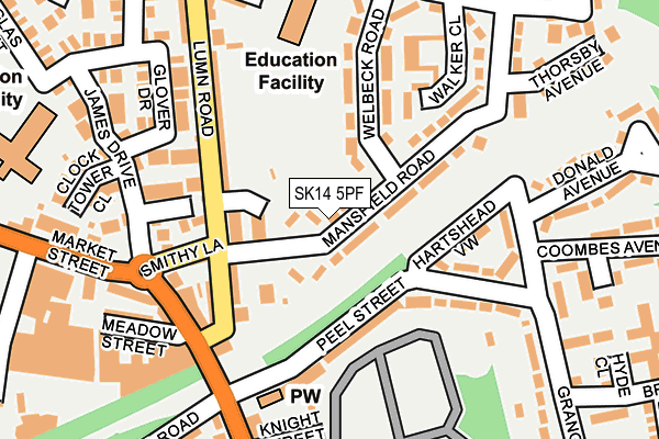 SK14 5PF map - OS OpenMap – Local (Ordnance Survey)