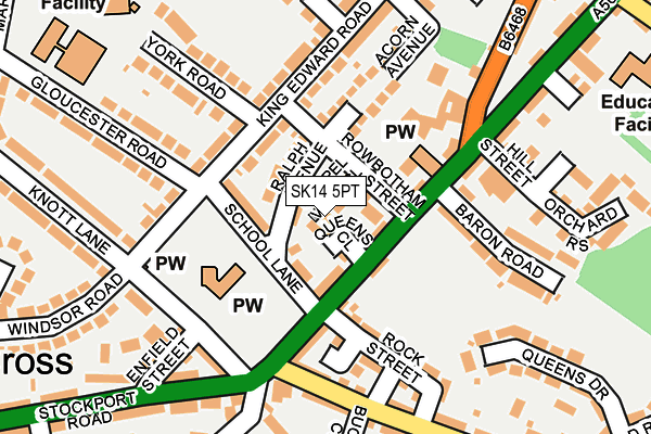 SK14 5PT map - OS OpenMap – Local (Ordnance Survey)