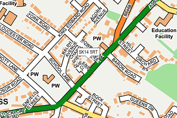 SK14 5RT map - OS OpenMap – Local (Ordnance Survey)