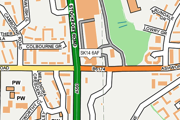 SK14 6AF map - OS OpenMap – Local (Ordnance Survey)