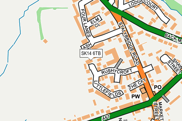 SK14 6TB map - OS OpenMap – Local (Ordnance Survey)