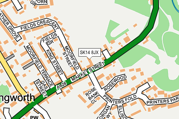 SK14 8JX map - OS OpenMap – Local (Ordnance Survey)