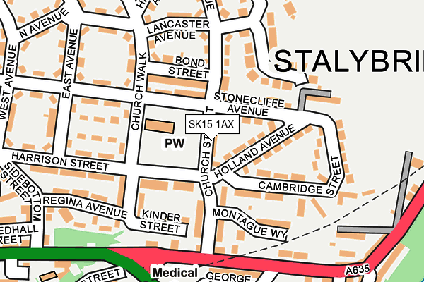 SK15 1AX map - OS OpenMap – Local (Ordnance Survey)