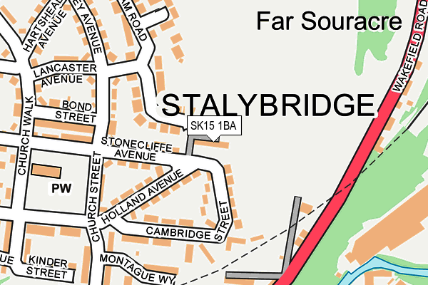 SK15 1BA map - OS OpenMap – Local (Ordnance Survey)