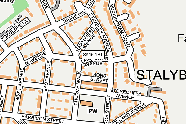 SK15 1BT map - OS OpenMap – Local (Ordnance Survey)