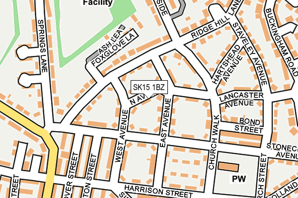 SK15 1BZ map - OS OpenMap – Local (Ordnance Survey)