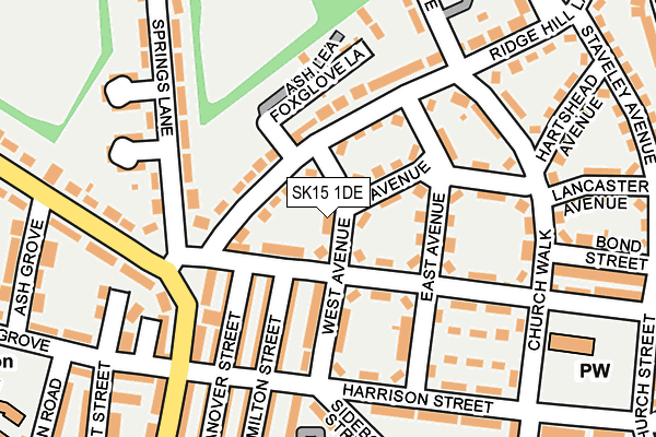 SK15 1DE map - OS OpenMap – Local (Ordnance Survey)