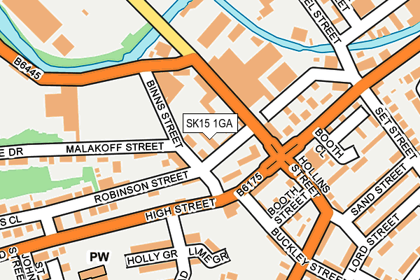 SK15 1GA map - OS OpenMap – Local (Ordnance Survey)