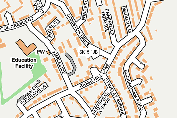 SK15 1JB map - OS OpenMap – Local (Ordnance Survey)