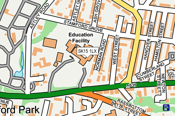 SK15 1LX map - OS OpenMap – Local (Ordnance Survey)