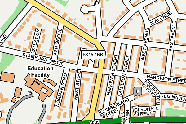 SK15 1NB map - OS OpenMap – Local (Ordnance Survey)