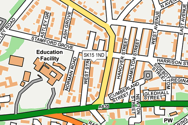 SK15 1ND map - OS OpenMap – Local (Ordnance Survey)