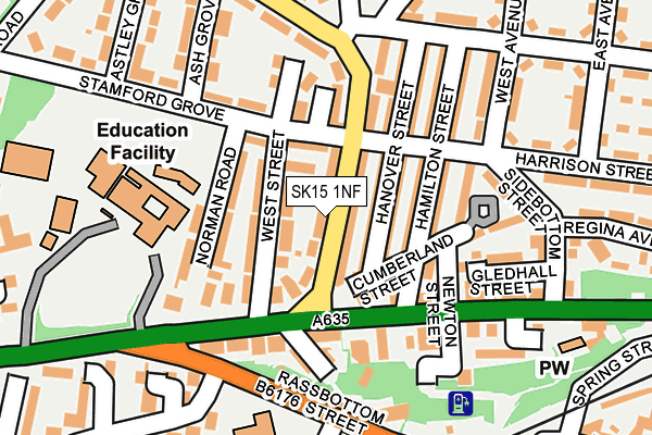 SK15 1NF map - OS OpenMap – Local (Ordnance Survey)