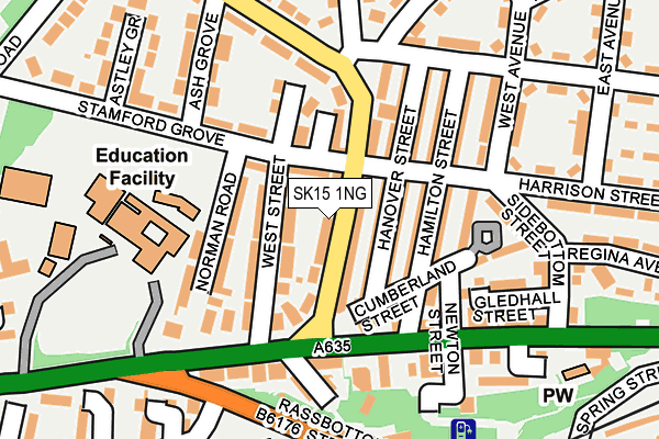 SK15 1NG map - OS OpenMap – Local (Ordnance Survey)