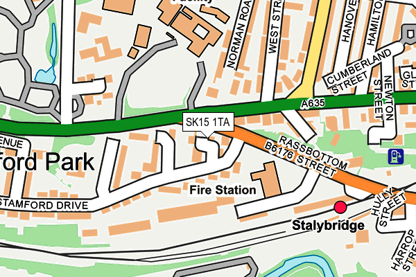 SK15 1TA map - OS OpenMap – Local (Ordnance Survey)